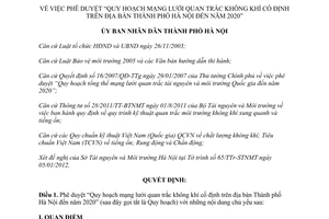 Quyết định 355/QĐ-UBND Quy hoạch mạng lưới quan trắc không khí