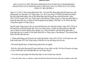 Thông báo 146/TB-BNN-ĐMDN kết luận Thứ trưởng Diệp Kỉnh Tần về kết quả thẩm