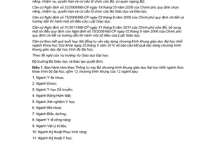 Thông tư 01/2012/TT-BGDĐT Bộ chương trình khung giáo dục đại học