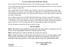 Quyết định 02/2012/QĐ-UBND chức năng quyền hạn cơ cấu tổ chức sở nông nghiệp phát triển Sóc Trăng