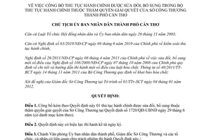 Quyết định 122/QĐ-UBND năm 2012 công bố thủ tục hành chính được sửa đổi