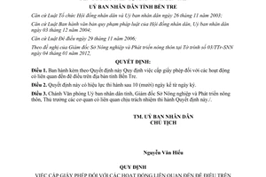 Quyết định 03/2012/QĐ-UBND về Quy định việc cấp giấy phép đối với hoạt động có l