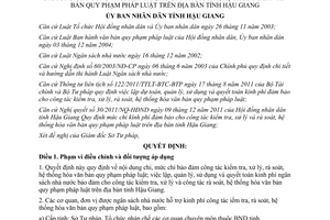 Quyết định số 7/2012/QĐ-UBND kinh phí kiểm tra rà soát văn bản Hậu Giang