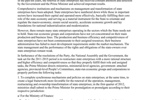 Directive No. 03/CT-TTg  on stepping up the restructuring of state enterprises