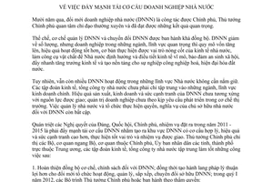 Chỉ thị 03/CT-TTg  đẩy mạnh tái cơ cấu doanh nghiệp nhà nước