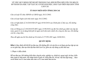 Quyết định 01/2012/QĐ-UBND chế độ hỗ trợ đào tạo bồi dưỡng chế độ hỗ trợ đào tạo