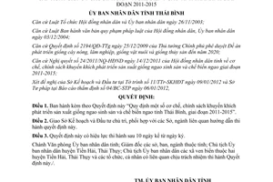 Quyết định 05/2012/QĐ-UBND Khuyến khích phát triển giống ngao sinh sản