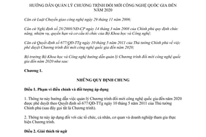 Thông tư 03/2012/TT-BKHCN hướng dẫn quản lý Chương trình đổi mới công nghệ quốc