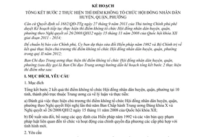 Kế hoạch 06/KH-BCĐTĐKTCHĐND thí điểm không tổ chức Hội đồng nhân dân