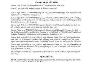 Quyết định 08/2012/QĐ-UBND chế độ chính sách trang phục lực lượng Công an xã