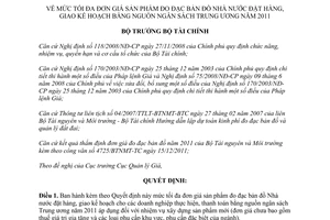 Quyết định 147/QĐ-BTC  mức tối đa đơn giá sản phẩm đo đạc bản đồ