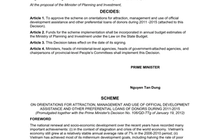 Decision No. 106/QD-TTg approving the scheme on orientations