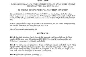 Quyết định 136/QĐ-BNN-VP 2012 Kế hoạch cải cách hành chính Bộ Nông nghiệp 2011 2015
