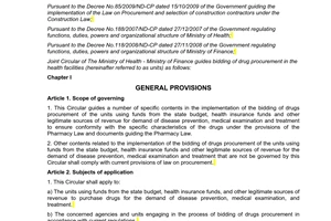 Joint circular No. 01/2012/TTLT-BYT-BTC guiding bidding of drugs procurement