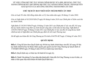 Quyết định 187/QĐ-UBND năm 2012 công bố thủ tục hành chính sửa đổi TP Cần Thơ