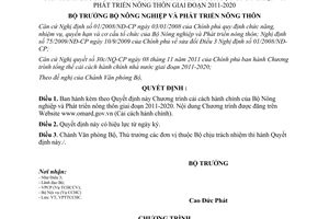 Quyết định 135/QĐ-BNN-VP năm 2012 Chương trình cải cách hành chính