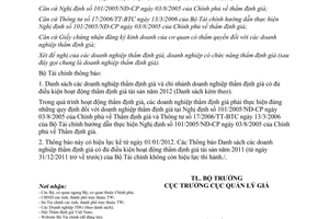 Thông báo 58/TB-BTC công bố danh sách doanh nghiệp thẩm định giá đủ điều kiện