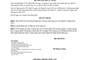 Quyết định 172/QĐ-BTP  Chương trình công tác ngành tư pháp