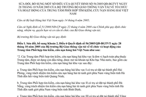 Thông tư 03/2012/TT-BGTVT sửa đổi Khoản 2, Điều 6 Quyết định 56/2005/QĐ-BGTVT