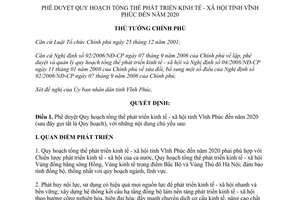 Quyết định 113/QĐ-TTg Quy hoạch tổng thể phát triển kinh tế - xã hội