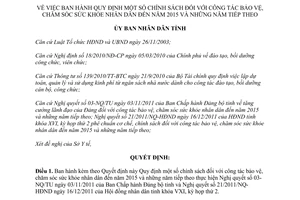 Quyết định 03/2012/QĐ-UBND chính sách công tác bảo vệ, chăm sóc sức khỏe