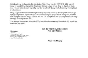 Công văn 547/VPCP-ĐP 2012 thuê tư vấn nước ngoài lập quy hoạch Quảng Ninh