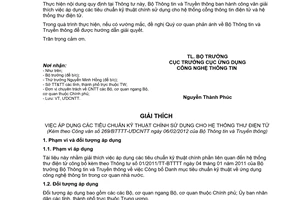 Công văn 269/BTTTT-ƯDCNTT giải thích việc áp dụng tiêu chuẩn kỹ thuật chính sử