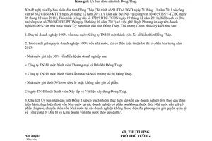 Công văn 175/TTg-ĐMDN 2012 sắp xếp doanh nghiệp 100% vốn nhà nước Đồng Tháp