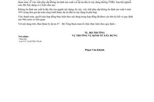 Công văn 26/BXD-KTXD tính phụ cấp không ổn định sản xuất với dự án đầu tư