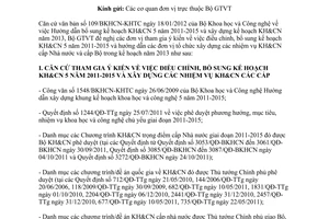 Công văn 1034/BGTVT-KHCN tham gia ý kiến bổ sung kế hoạch khoa học và công nghệ
