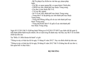 Công văn 764/BYT-DP đính chính Thông tư 43/2011/TT-BYT