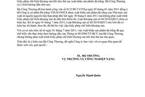 Công văn 1261/BCT-CNNg xuất khẩu sản phẩm đá trắng