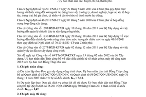 Công văn 87/UBND-KTN điều chỉnh chi phí nhân công ngành xây dựng năm 2012