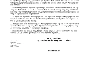 Công văn 25/BXD-KHTC trả lời Sở Xây dựng Lào Cai