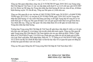 Công văn 803/TCHQ-TXNK  miễn thuế hàng quà tặng