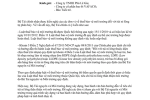 Công văn 2582/BTC-CST thuế bảo vệ môi trường túi ni lông