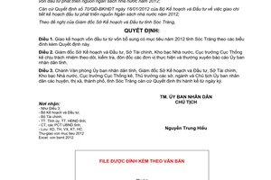 Quyết định 03/2012/QĐ-UBND vốn đầu tư từ vốn bổ sung có mục tiêu 2012 Sóc Trăng