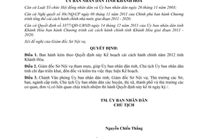 Quyết định 263/QĐ-UBND năm 2012 kế hoạch cải cách hành chính 2012 Khánh Hòa