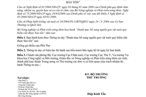 Thông tư 06/2012/TT-BNNPTNT Danh mục bổ sung nguồn gen vật nuôi quý hiếm