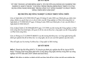 Quyết định 170/QĐ-BNN-KHCN năm 2012 thành lập Hội đồng KHCN Tổ chuyên gia