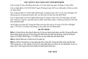 Quyết định 161/QĐ-CTUBND công bố thủ tục hành chính được sửa đổi
