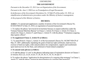 Decree No. 05/2012/ND-CP amending and supplementing a number of articles