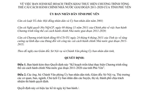 Quyết định 163/QĐ-UBND năm 2012 cải cách hành chính Nhà nước 2011 2020 Phú Yên
