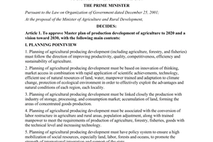 Decision No.124/QD-TTg approving master plan of production development