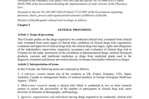 Circular No. 03/2012/TT-BYT guiding clinical drug trial