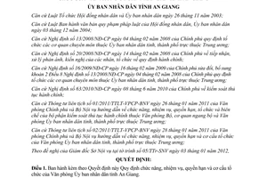 Quyết định 02/2012/QĐ-UBND chức năng nhiệm vụ quyền hạn Văn phòng Ủy ban