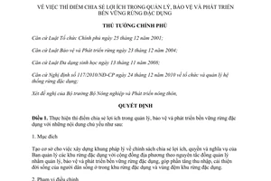 Quyết định 126/QĐ-TTg  chia sẻ lợi ích trong quản lý, bảo vệ và phát triển bền