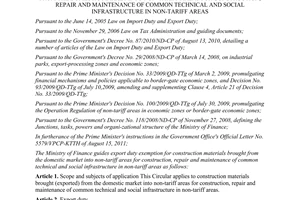 Circular No. 11/2012/TT-BTC guiding export duty exemption