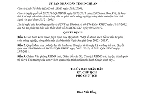 Quyết định 09/2012/QĐ-UBND chính sách hỗ trợ đầu tư phát triển nông nghiệp