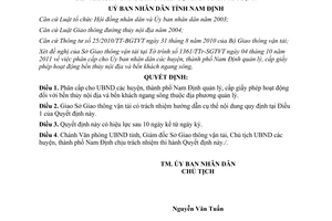 Quyết định 02/2012/QĐ-UBND quản lý cấp phép hoạt động bến thủy nội địa Nam Định